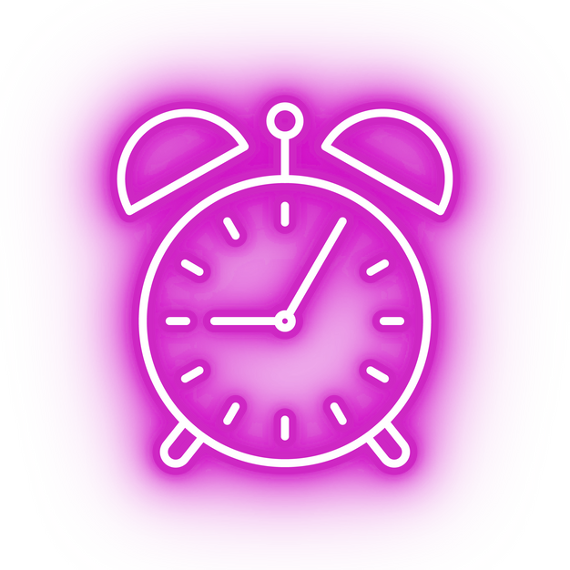 Neon pink alarm clock icon